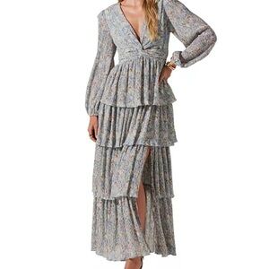 Astr Long Sleeve Floral Tiered Maxi Dress